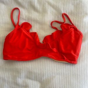 Red bikini ruffle top